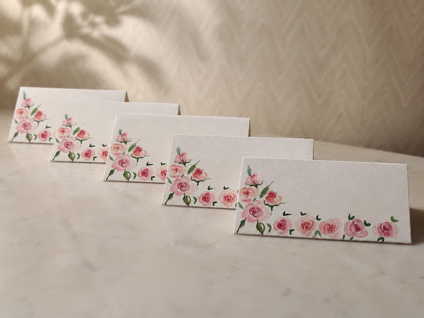 Hand-Painted Rose Gift Envelopes (Set Of 5)
