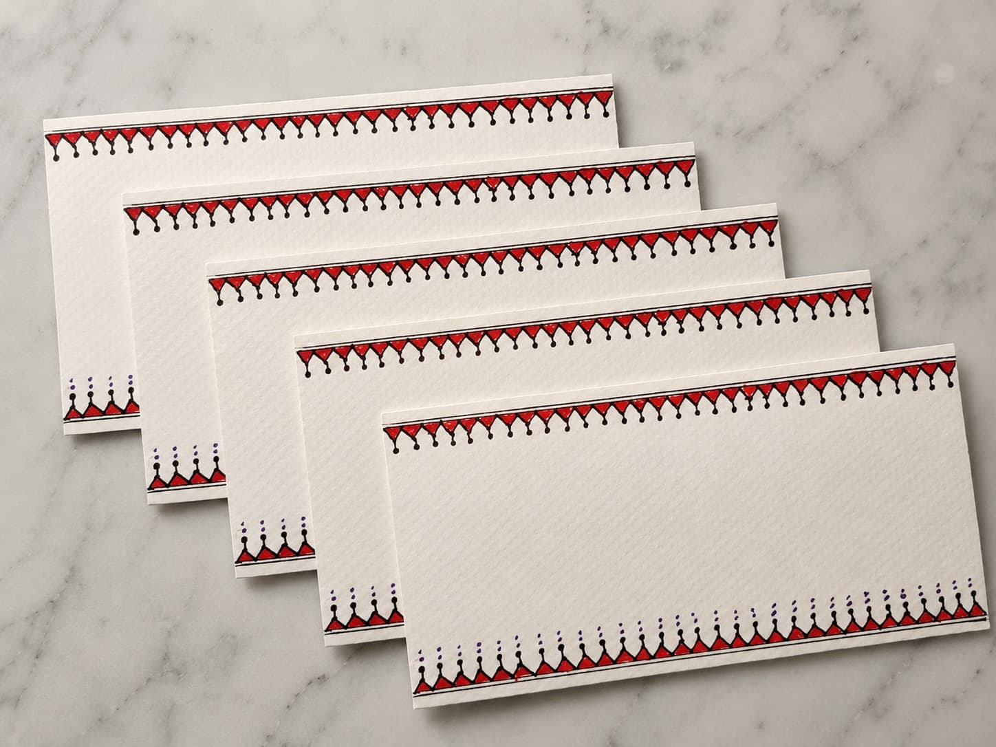 Hand-Painted Red Crown Border Gift Envelopes — Set Of 5