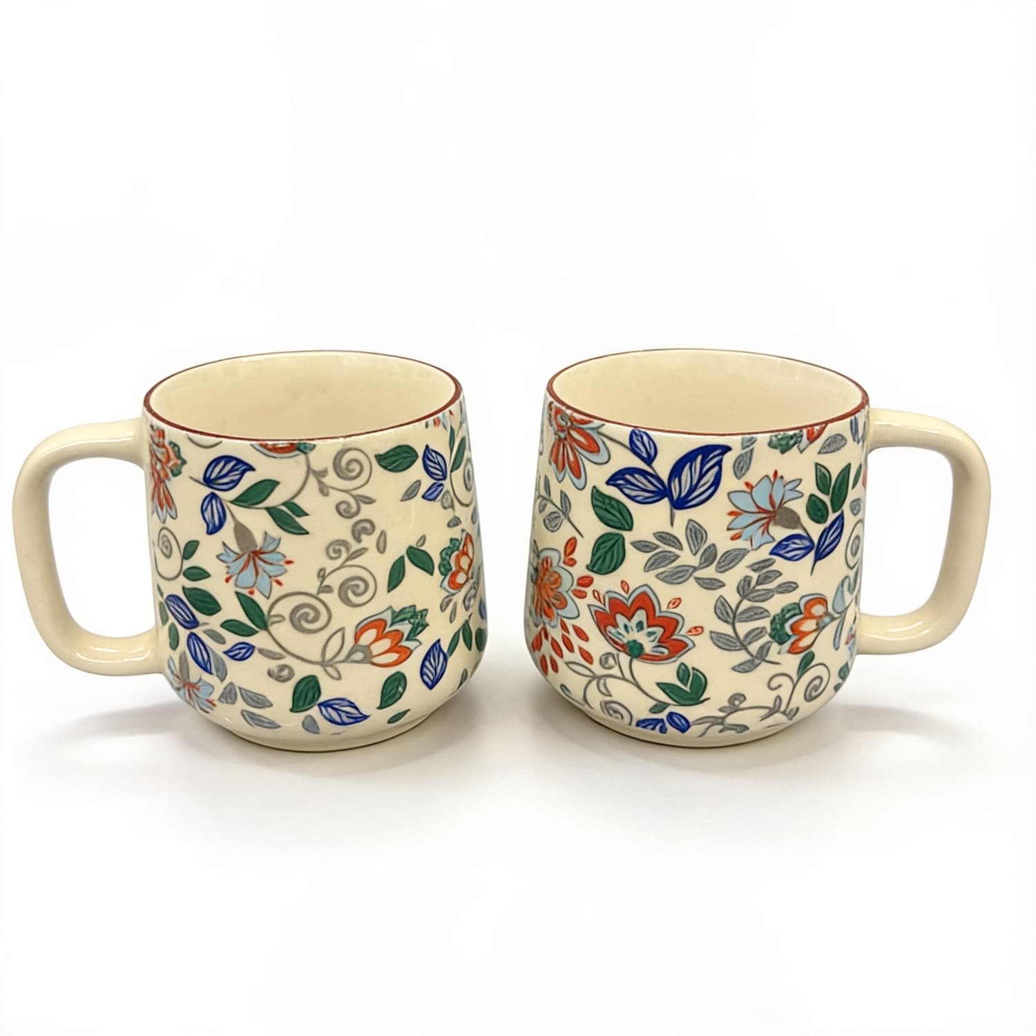 Pushpavali Ceramic Coffee Mugs – Set Of 2 | Tapered, 350ml