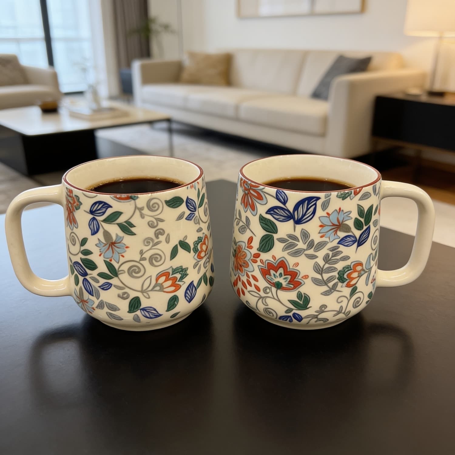 Pushpavali Ceramic Coffee Mugs – Set Of 2 | Tapered, 350ml