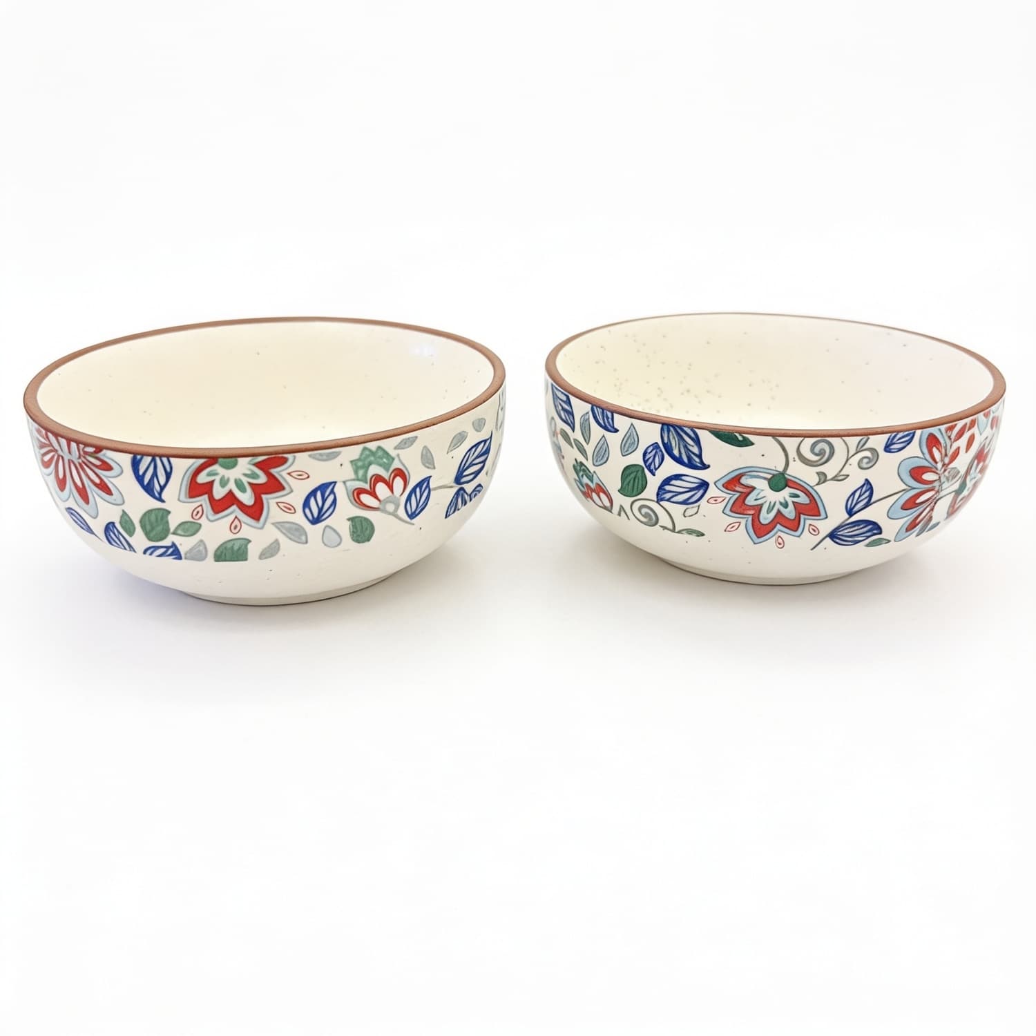 Pushpavali Ceramic Serving Bowls (Set Of 2) – Floral Print Bowls For Snacks, Salad & Everyday Dining