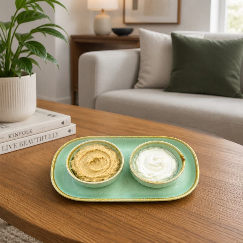 Reactive Glaze Mint-Green Ceramic Mini  Serving Platter With 2 Dip Bowls